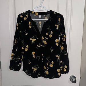 Old Navy 3/4 Length Floral Blouse